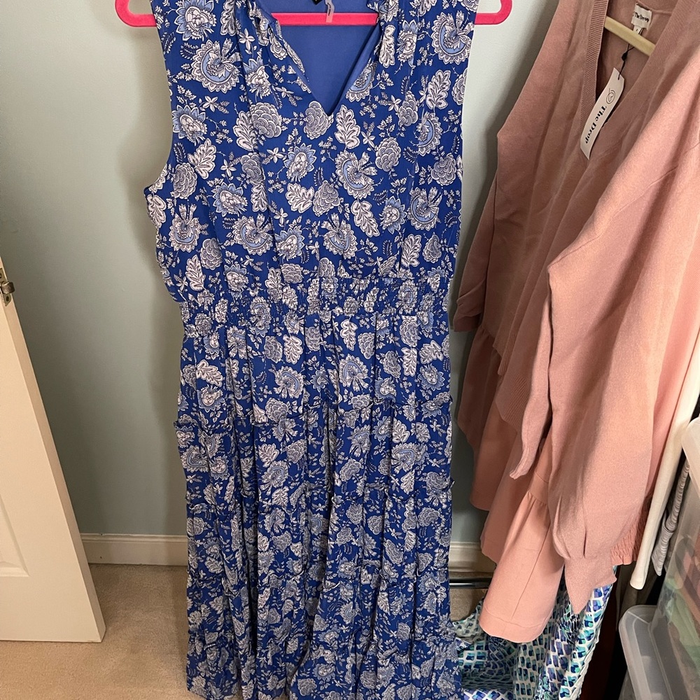 1.State Blue dress with smocked waist size XL